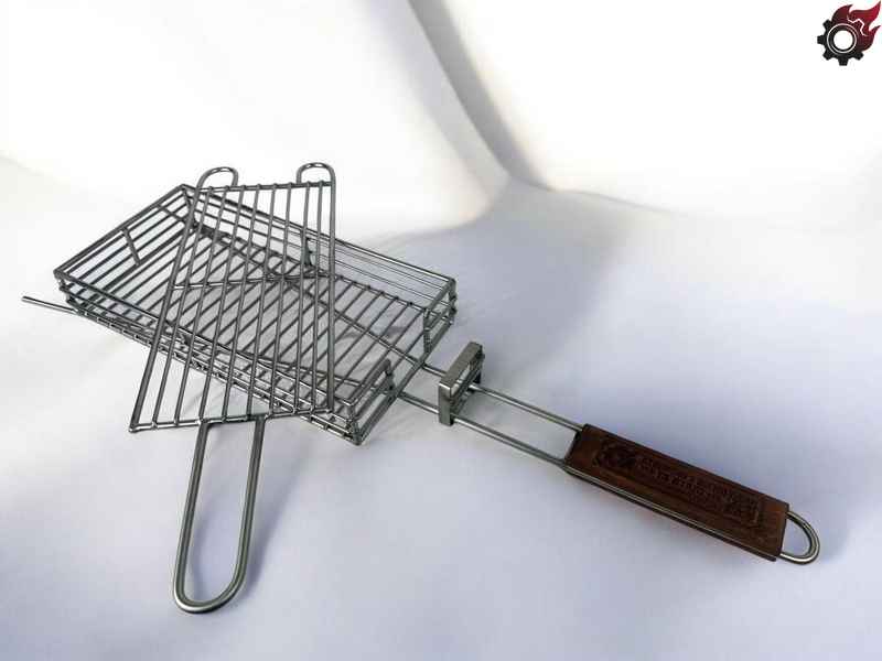 Решітка гриль з нержавіючої сталі 300х150 мм Рибниця ручної роботи bbq003 фото