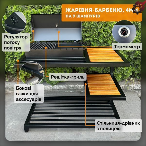 Мангал-барбекю Mzavod Одін на 9 шампурів 4мм в стилі LOFT 1010510100809 фото