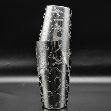 Шейкер бостон, гравированый Tattoo, Real quality, 750/550 мл, sh0113 фото