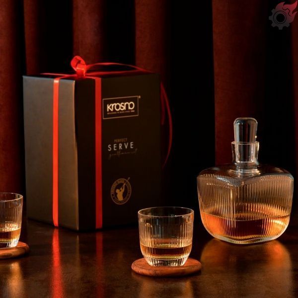 Набор handmade (графин и 2 стакана), Perfect Serve Gentleman, Krosno 5900345927633 фото